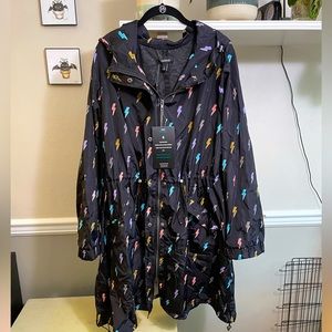 Black Torrid lightning bolt longline rain jacket